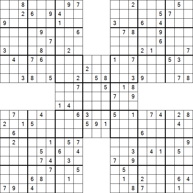 Samurai Sudoku - Difficile