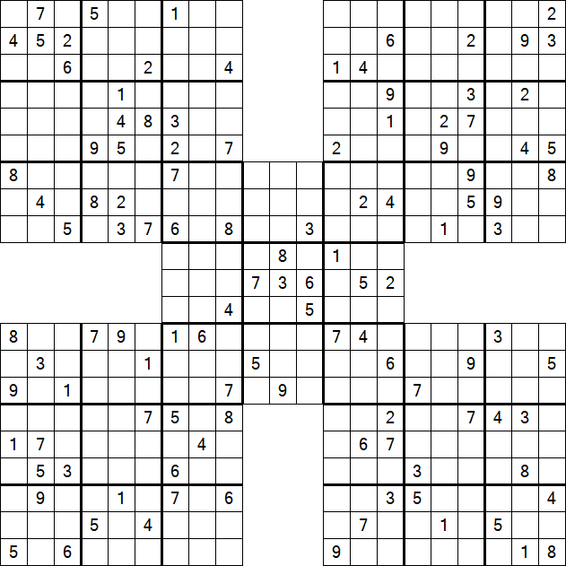 Samurai Sudoku - Difficile