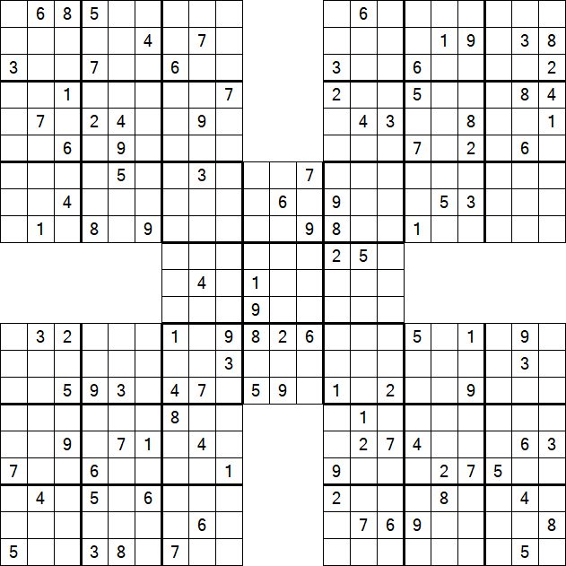 Samurai Sudoku - Difficile