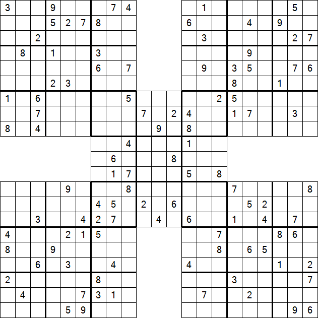 Samurai Sudoku - Difficile