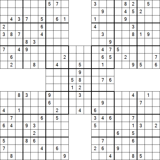 Samurai Sudoku - Difficile