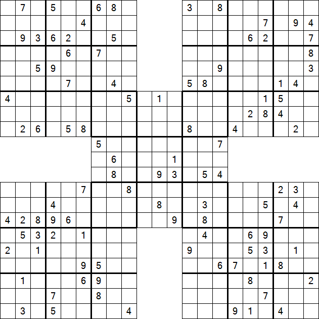 Samurai Sudoku - Difficile