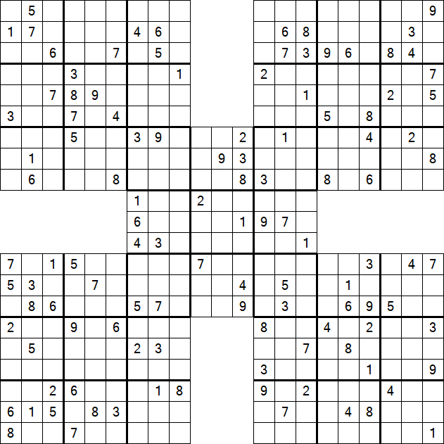 Samurai Sudoku - Difficile