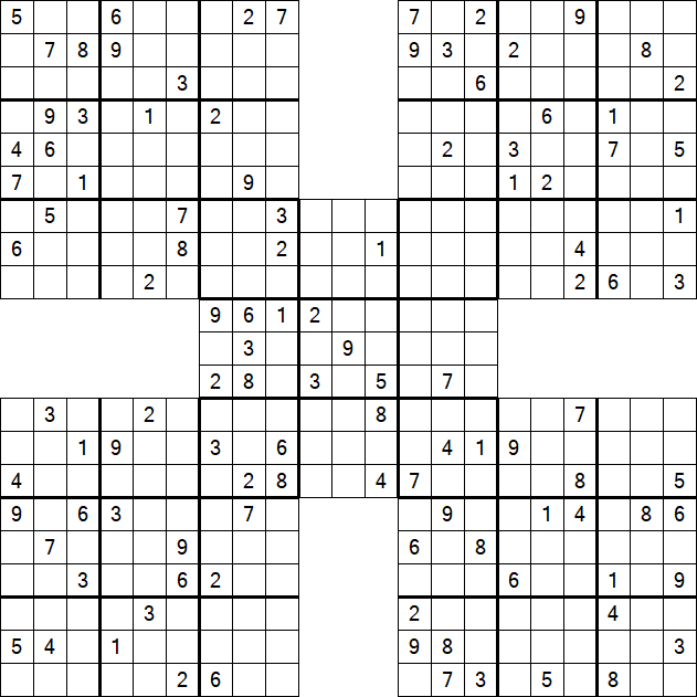 Samurai Sudoku - Difficile