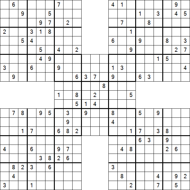 Samurai Sudoku - Difficile