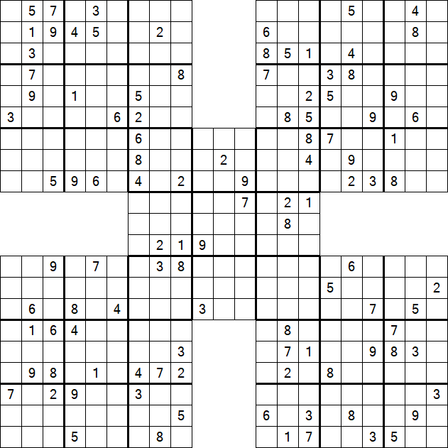 Samurai Sudoku - Difficile