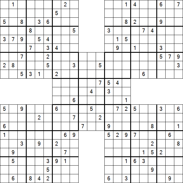 Samurai Sudoku - Difficile