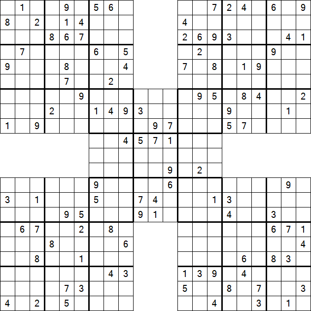 Samurai Sudoku - Difficile