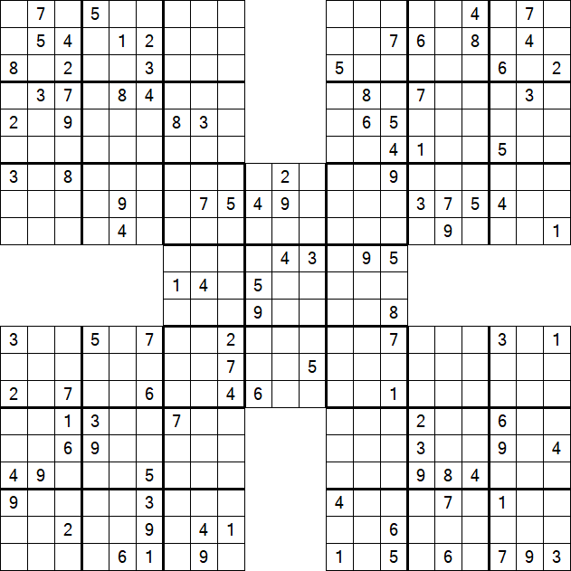 Samurai Sudoku - Difficile
