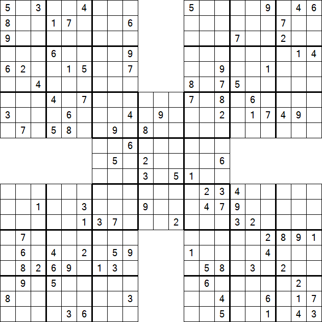 Samurai Sudoku - Difficile