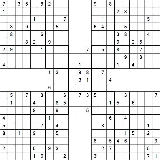 Samurai Sudoku - Difficile