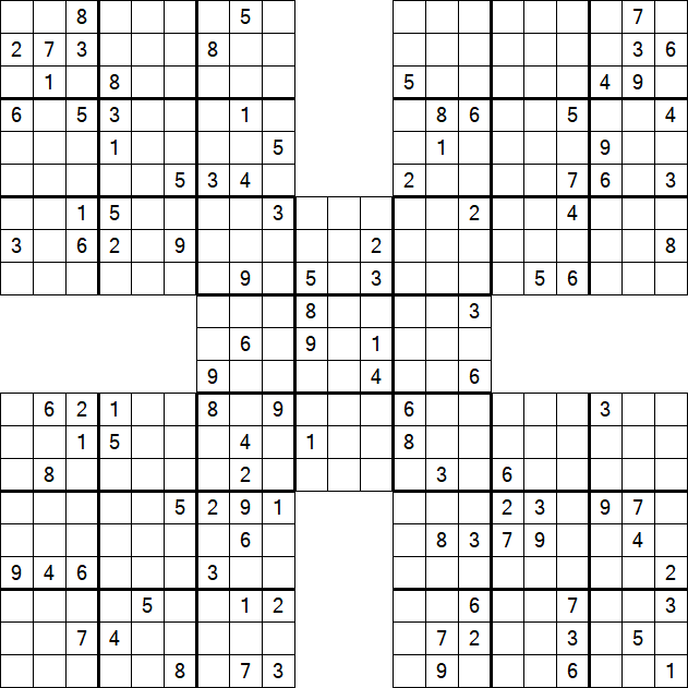 Samurai Sudoku - Difficile