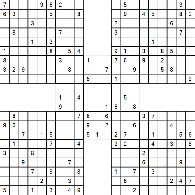 Samurai Sudoku - Difficile