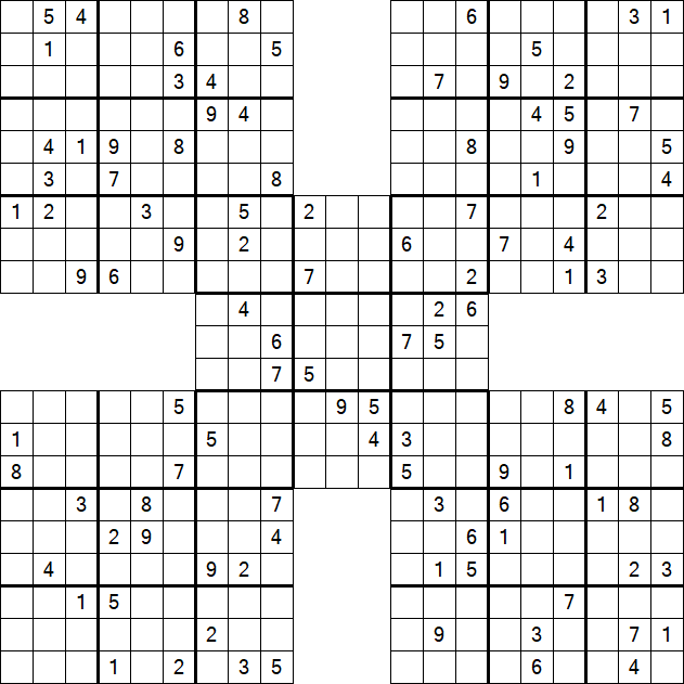Samurai Sudoku - Difficile