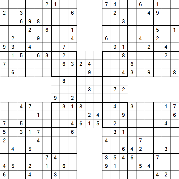 Samurai Sudoku - Difficile
