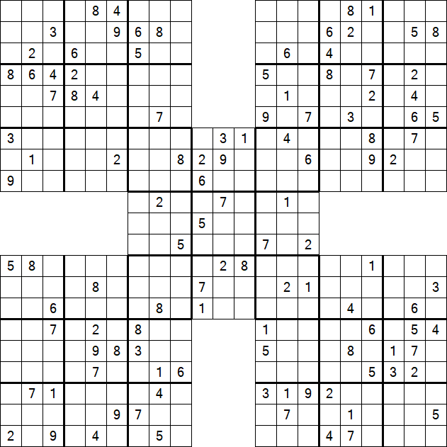 Samurai Sudoku - Difficile