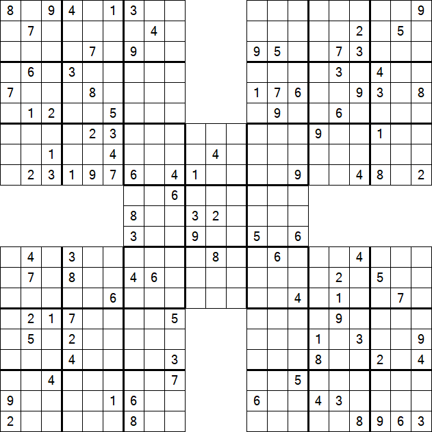 Samurai Sudoku - Difficile