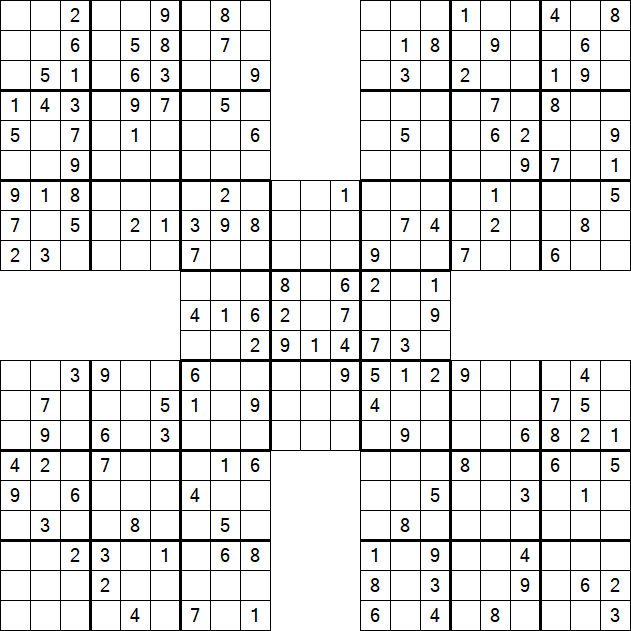 Samurai sudoku puzzles to play online