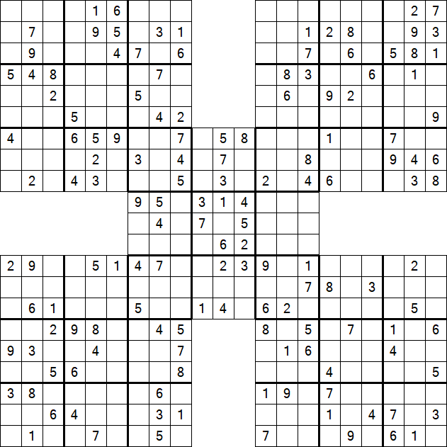 Samurai Sudoku - Medium