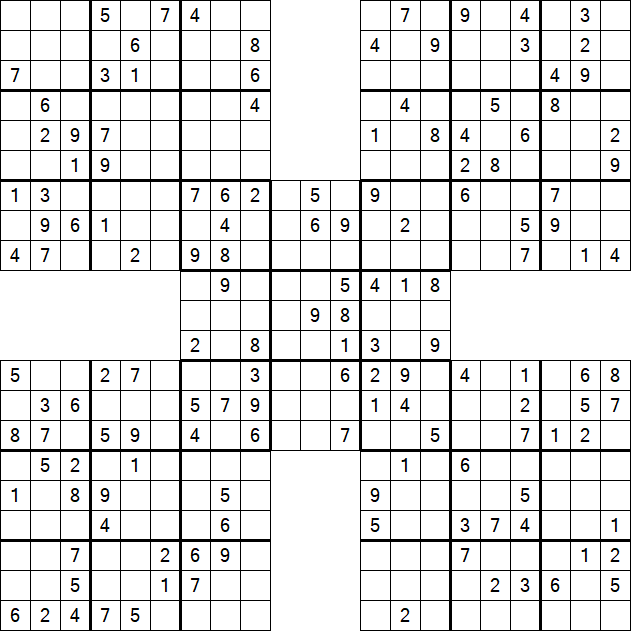 Samurai Sudoku - Medium