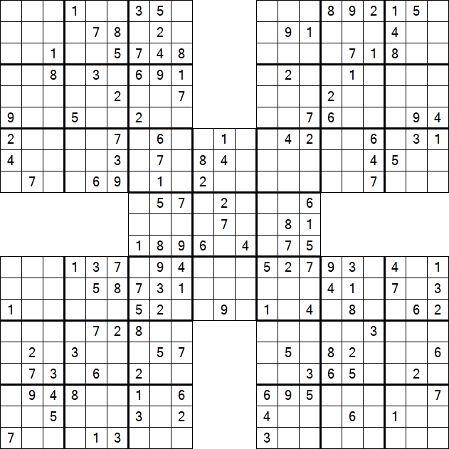 Samurai Sudoku - Medium