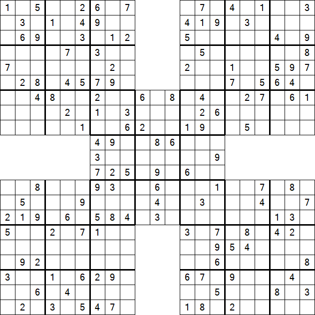 Samurai Sudoku - Medium