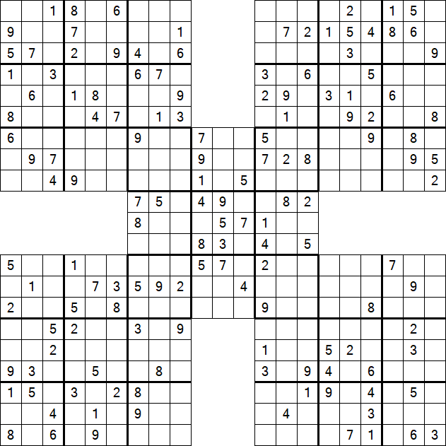 Samurai Sudoku - Medium