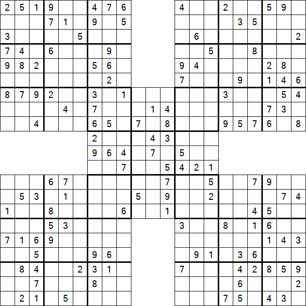 Samurai Sudoku - Medium