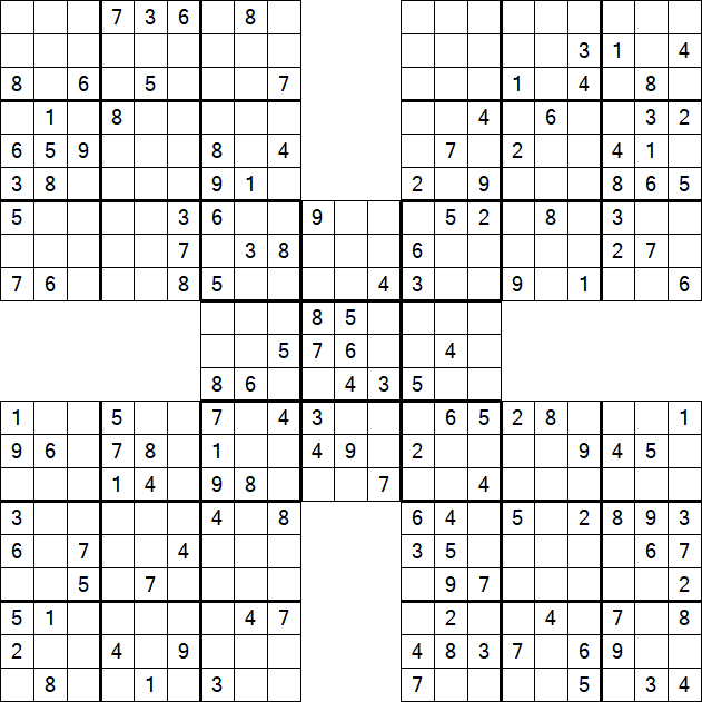 Samurai Sudoku - Medium