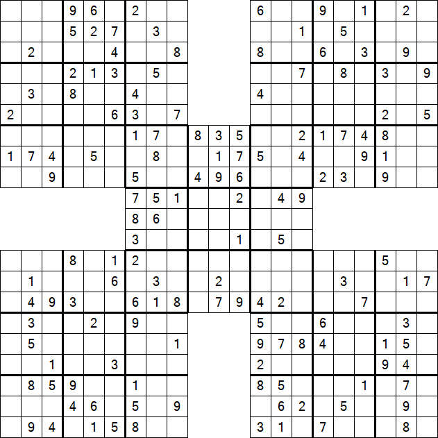 Samurai Sudoku - Medium