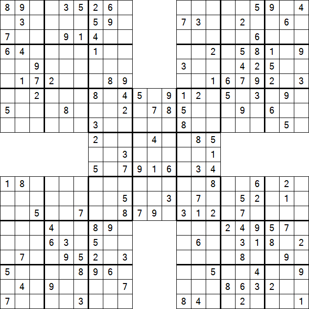Samurai Sudoku - Medium