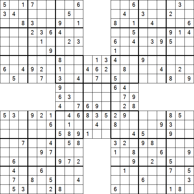Samurai Sudoku - Medium