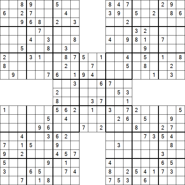 Samurai Sudoku - Medium