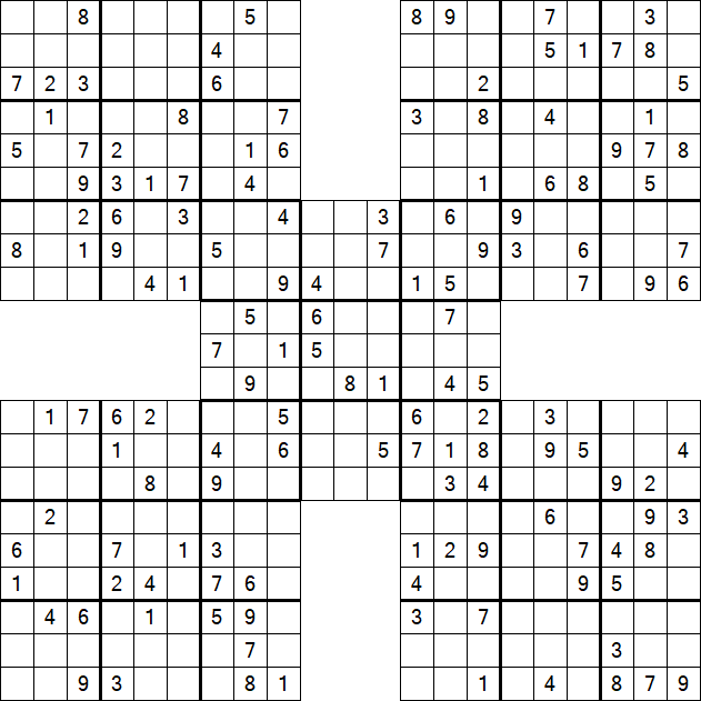Samurai Sudoku - Medium