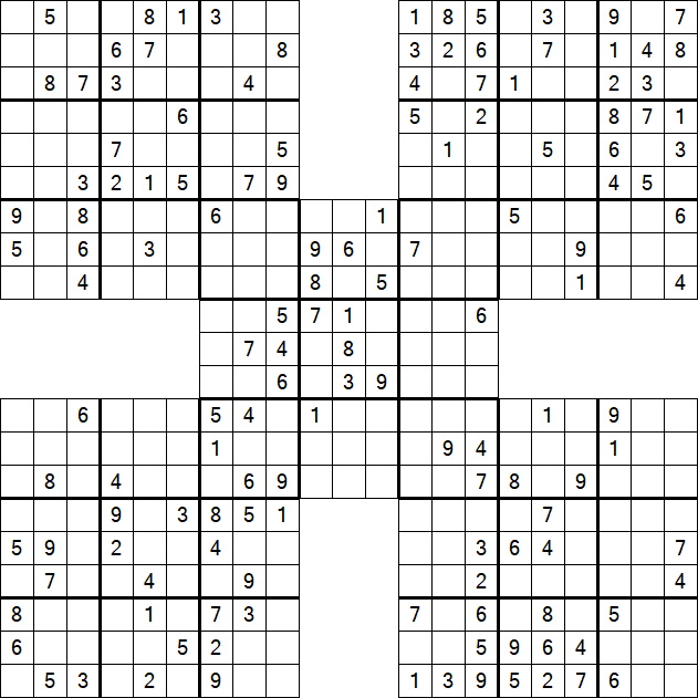 Samurai Sudoku - Medium