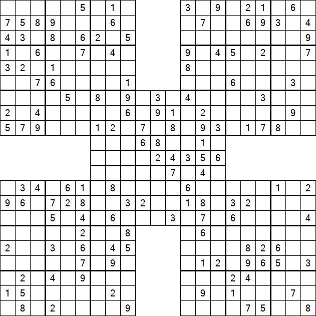 Samurai Sudoku - Medium
