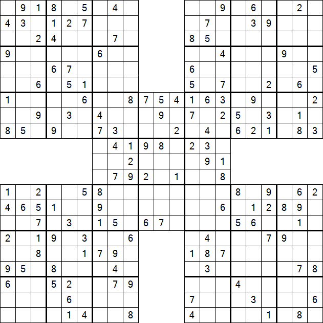 Samurai Sudoku - Medium