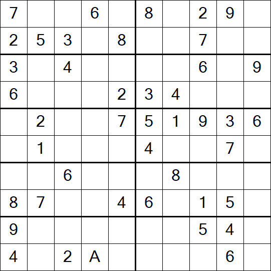 Sudoku 10x10 - Einfach