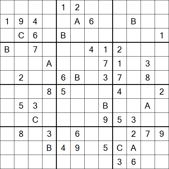 Sudoku 12x12 - Difficile