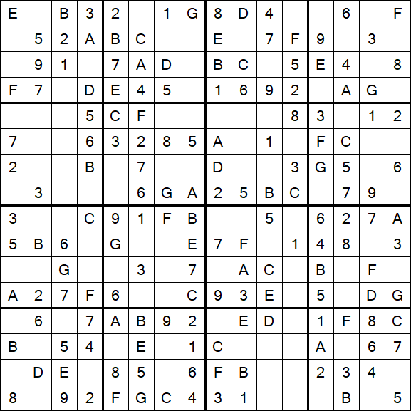 Sudoku 16x16 - Easy