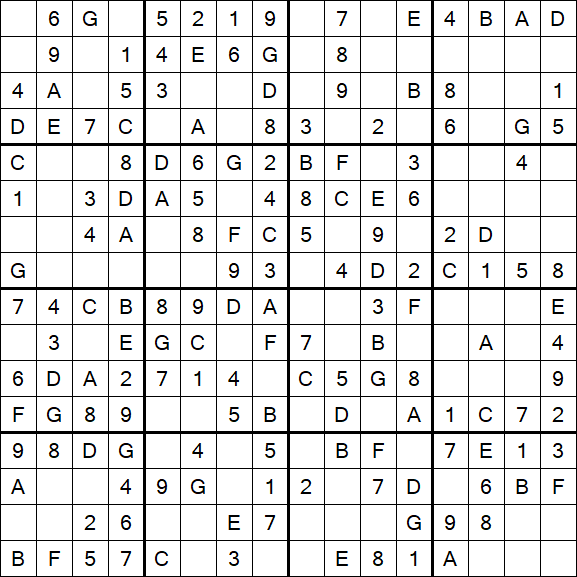 Sudoku 16x16 - Easy