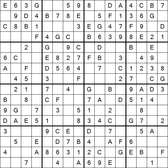 Sudoku 16x16 - Einfach