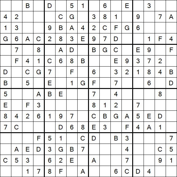 Sudoku 16x16 - Einfach