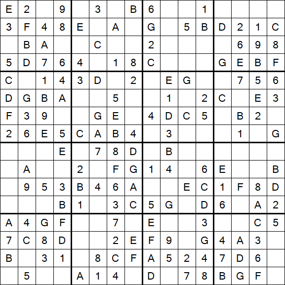 Sudoku 16x16 - Einfach