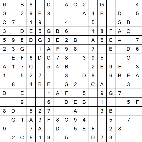 Sudoku 16x16 - Einfach