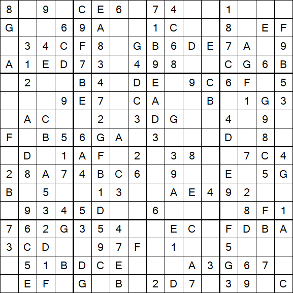 Sudoku 16x16 - Einfach