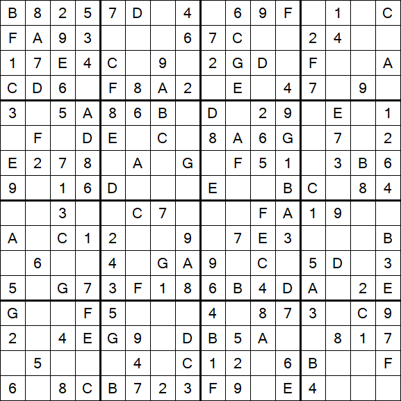 Sudoku 16x16 - Einfach