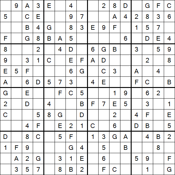 Sudoku 16x16 - Einfach
