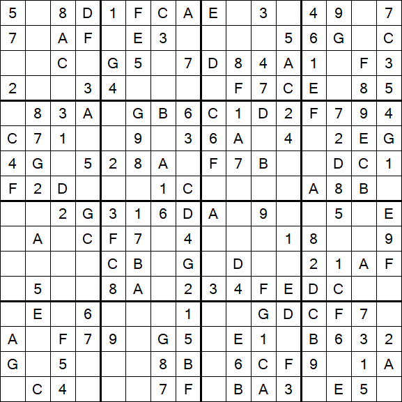 Sudoku 16x16 - Einfach