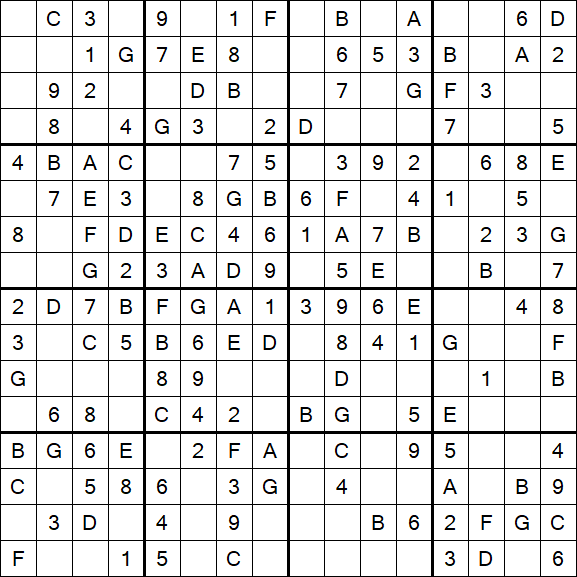 Sudoku 16x16 - Einfach